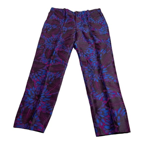 J Crew Garden Pant Midnight Floral Jacquard Pattern NWT Ankle Length Size 10 - Picture 3 of 14